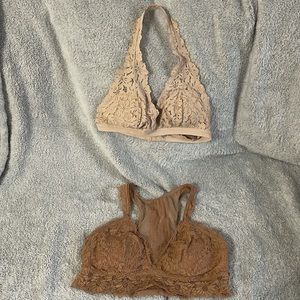 Aerie medium and large bralettes, peach nude and tan